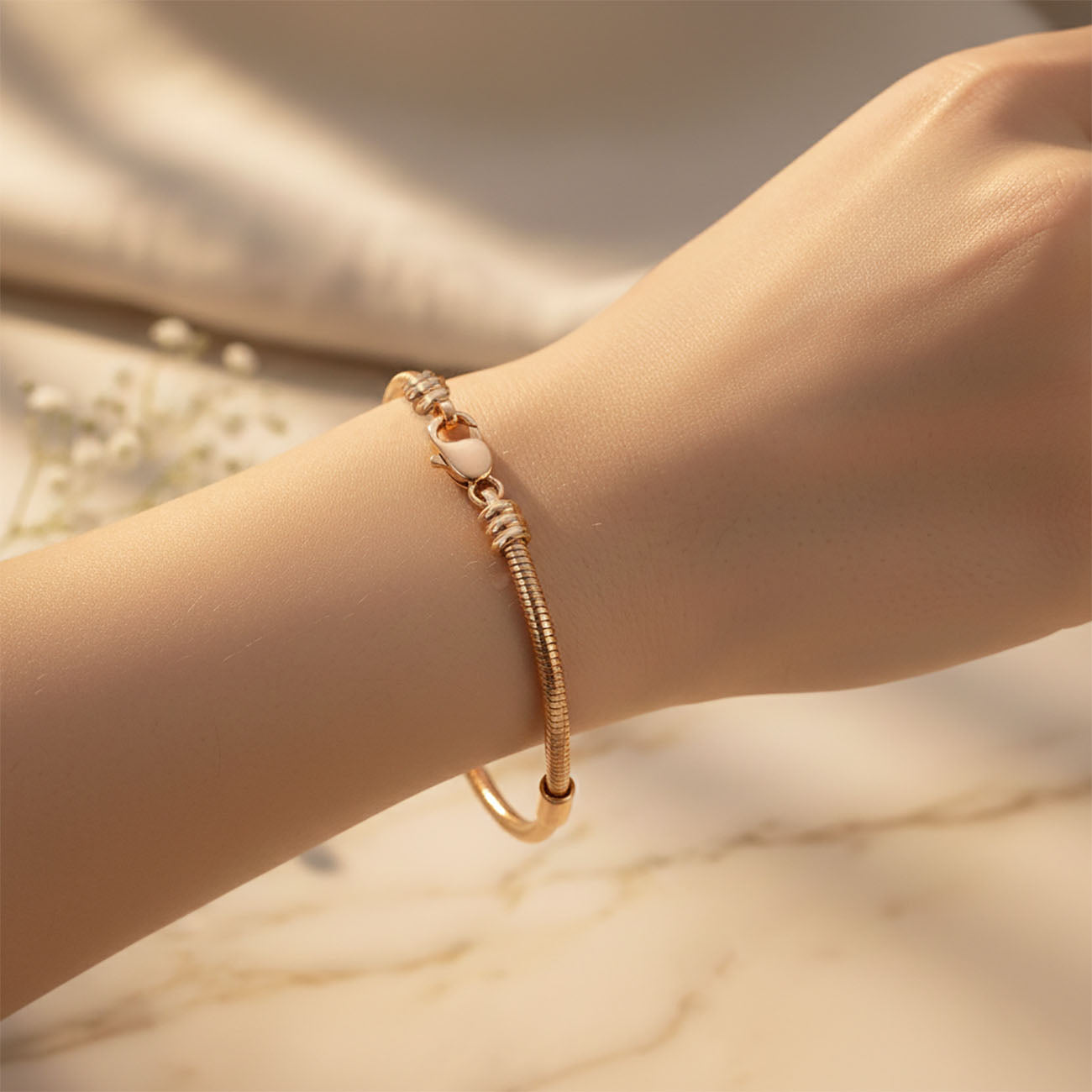 Belle Fever  Moments charm bracelet worn on wrist with charms, elegant customizable bracelet for meaningful everyday style.
