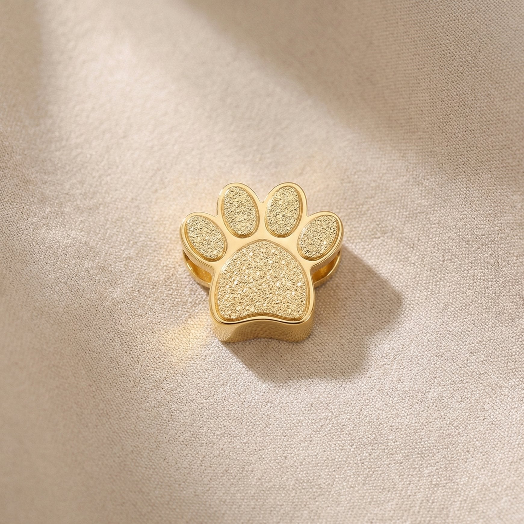 Gold paw print charm for Moments Bracelet celebrating pet lovers and meaningful animal companionship