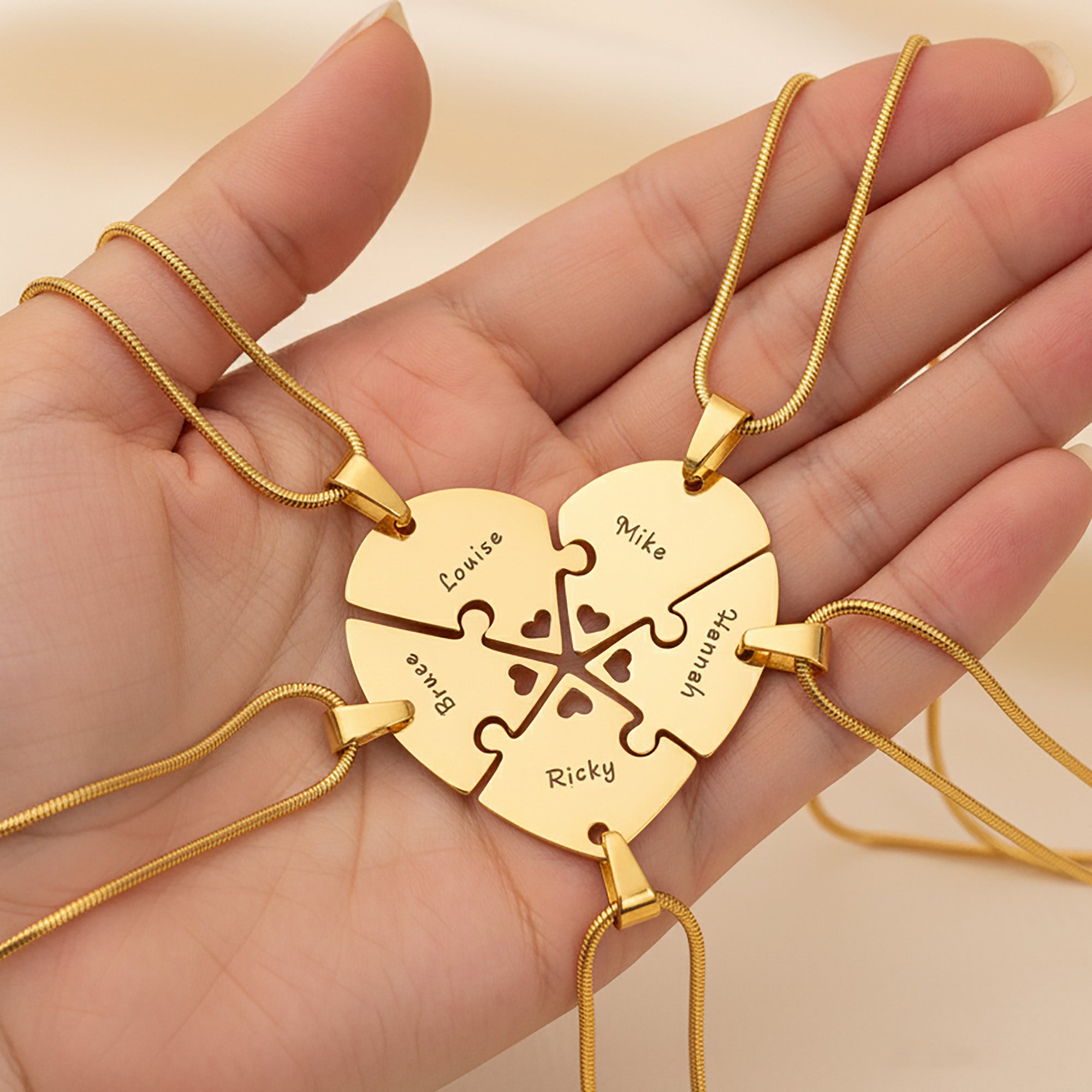 Penta Heart Puzzle Necklaces - Puzzle Jewellery by Belle Fever