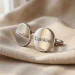 Personalised cufflinks in silver with engraved initials, classic formal jewellery piece