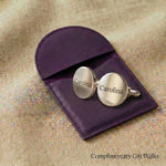 Personalised cufflinks presented with gift wallet packaging, engraved name  or initials for formal wear gift
