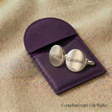 Personalised cufflinks presented with gift wallet packaging, engraved name  or initials for formal wear gift