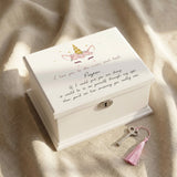 Personalised musical jewellery box with custom printed lid, keepsake gift design