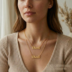 Chain length guide for personalised name necklace showing adjustable necklace length options