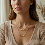 Chain length guide for personalised name necklace showing adjustable necklace length options