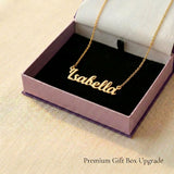 Personalised name necklace presented in elegant jewelry gift box packaging