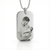 Custom Engraved Photo Dog Tag Silver Necklace by Belle Fever, men's jewellery gift, capturing treasured memories.