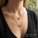  Precious heart necklace worn showing different chain length with personalised name detail