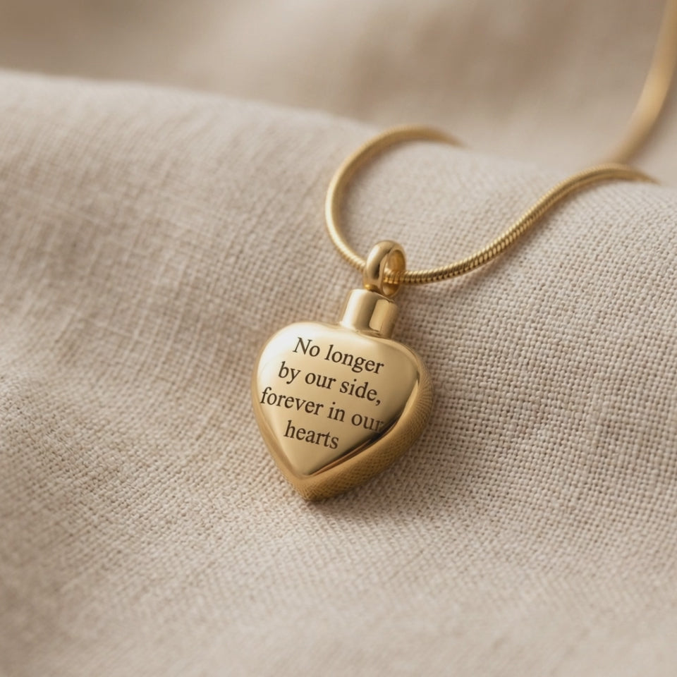 Product video showing Always Love cremation necklace heart urn pendant design and memorial jewelry details