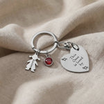 Kids Love Heart Keyring with engraved heart disc and charm shown in close-up product view