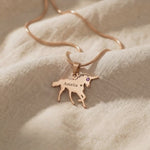 Video showing unicorn name necklace with personalised name and polished finish detail