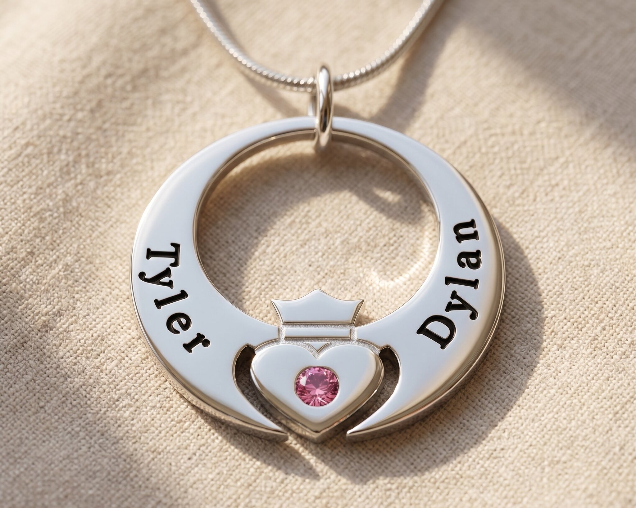 Queen of my heart necklace in silver with heart detail, meaningful mum jewellery gift and family keepsake