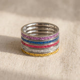 River ring stackable ring set with colourful gemstone bands, layered jewellery for personalised styling