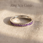 River ring size guide showing stackable gemstone band width and ring proportions