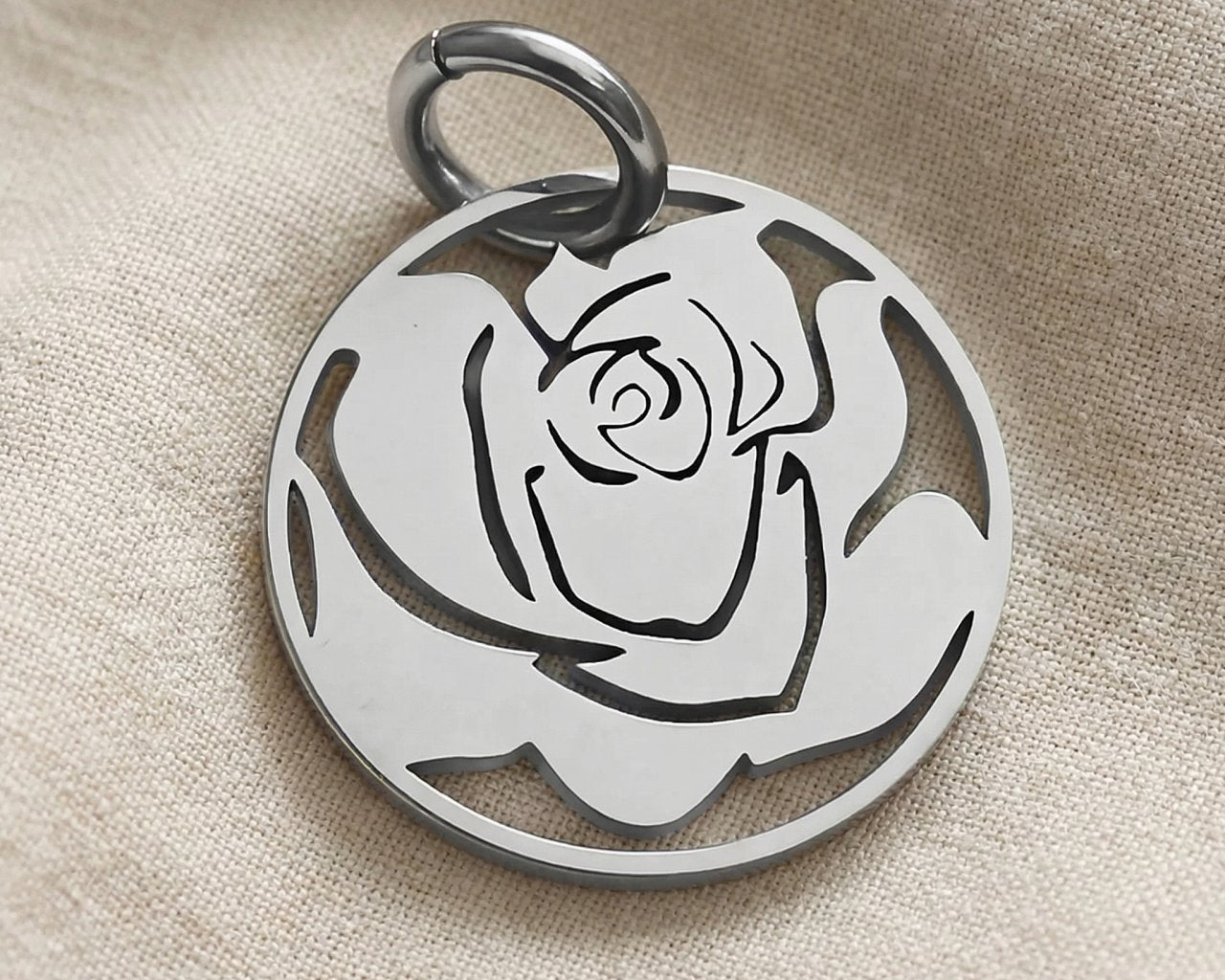 Silver rose charm for keyring symbolizing love, beauty, remembrance, and timeless sentimental keepsakes