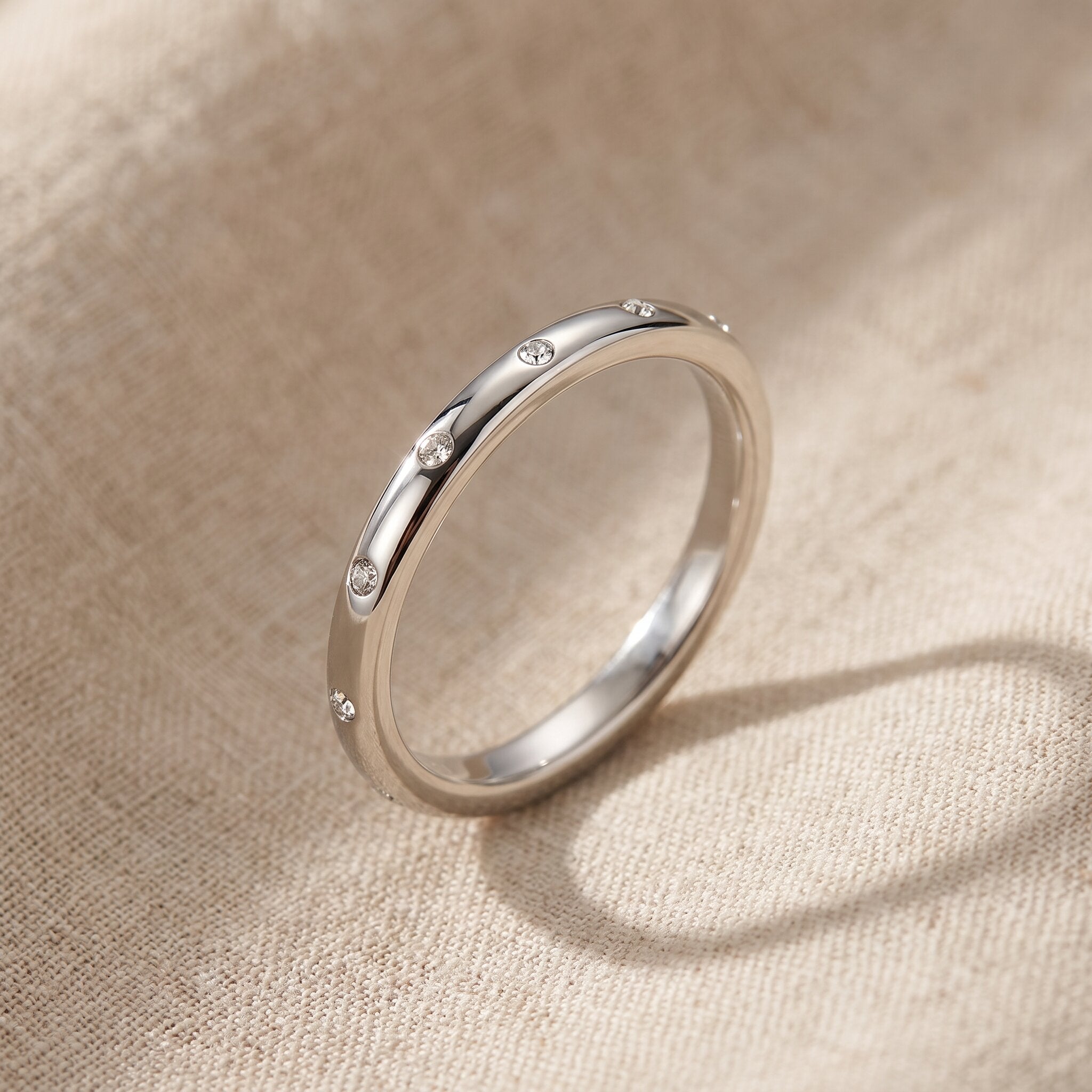 Starlets ring in silver with minimalist slim band design, elegant stacking jewellery gift for her