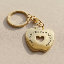 Teacher keyring in gold with apple charm design, thoughtful teacher appreciation gift