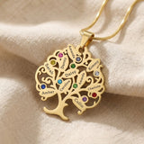 Tree of life necklace with birthstone accents, personalised family jewellery design