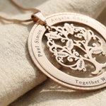 Tree of life necklace with sparkling washer ring and detailed tree pendant design