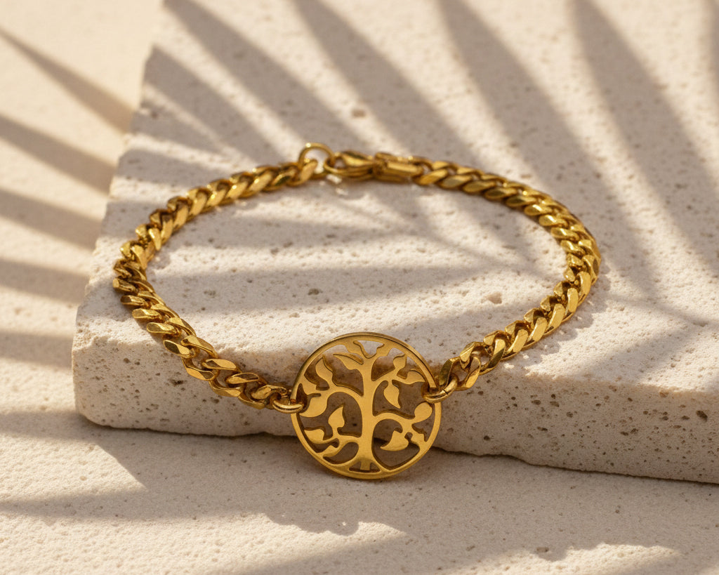 Belle Fever gold Tree bracelet, nature inspired jewelry.