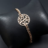 Rose gold Tree of Life bracelet from Belle Fever with round cutout charm, mother jewellery.
