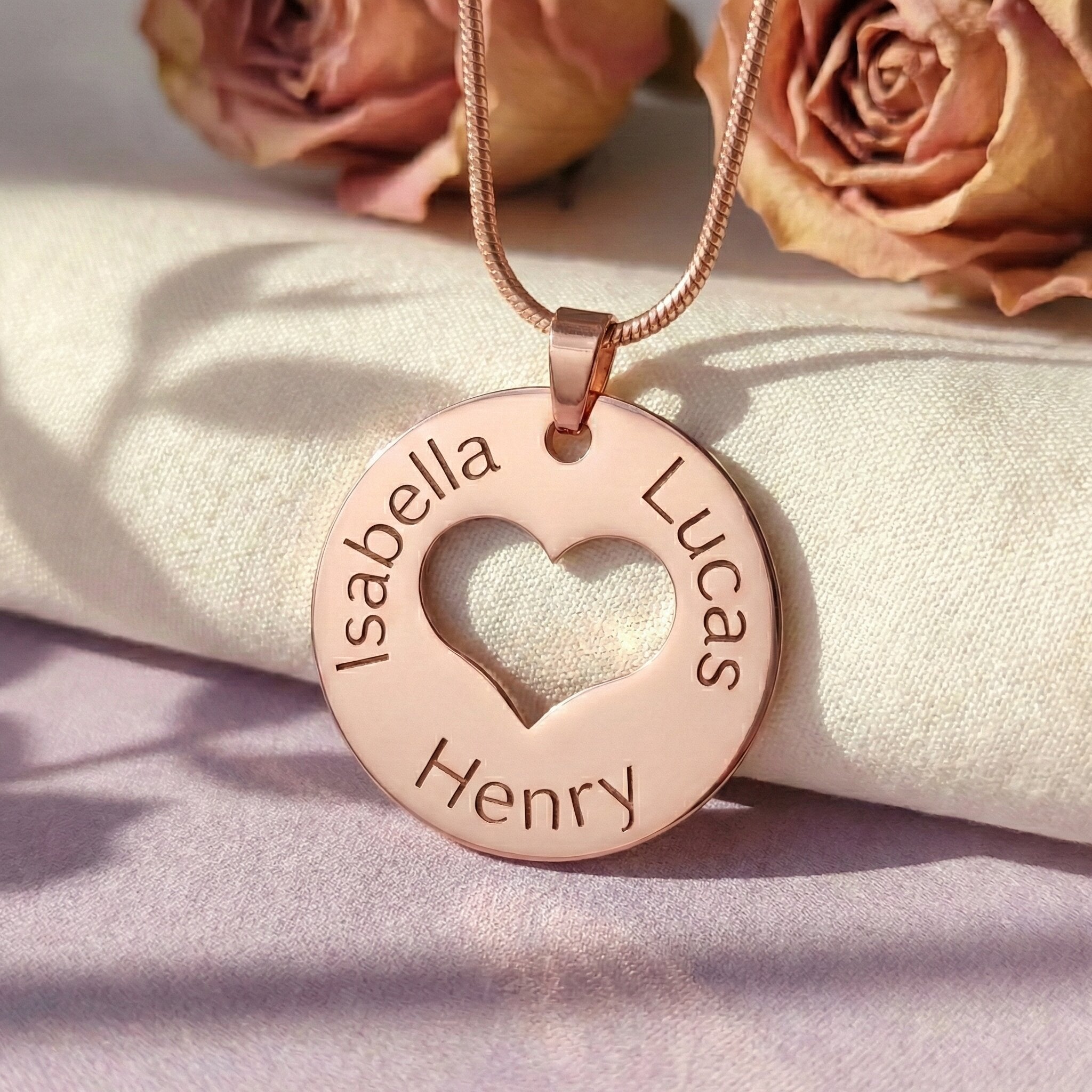 Rose Gold Triple Love Necklace, perfect mother's day gift, Mothers Jewellery by Belle Fever