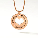 Rose Gold Triple Love Necklace in white background - Mothers Jewellery by Belle Fever