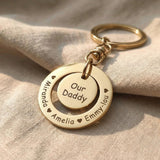 Washer Disc Keyring in gold with engraved message, personalised keepsake gift