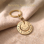 Washer Disc Keyring size guide showing disc dimensions and engraving layout details
