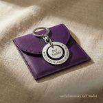 Washer Disc Keyring displayed with gift wallet packaging, personalised keepsake gift option
