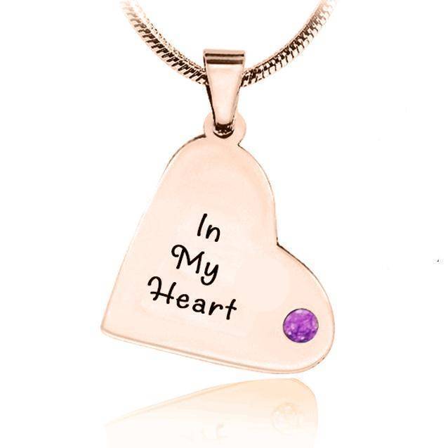 Engraved Heart Family Birthstone Necklace