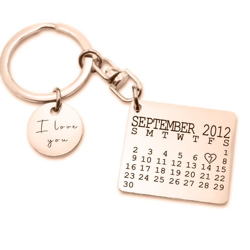 Rose gold calendar keychain sale