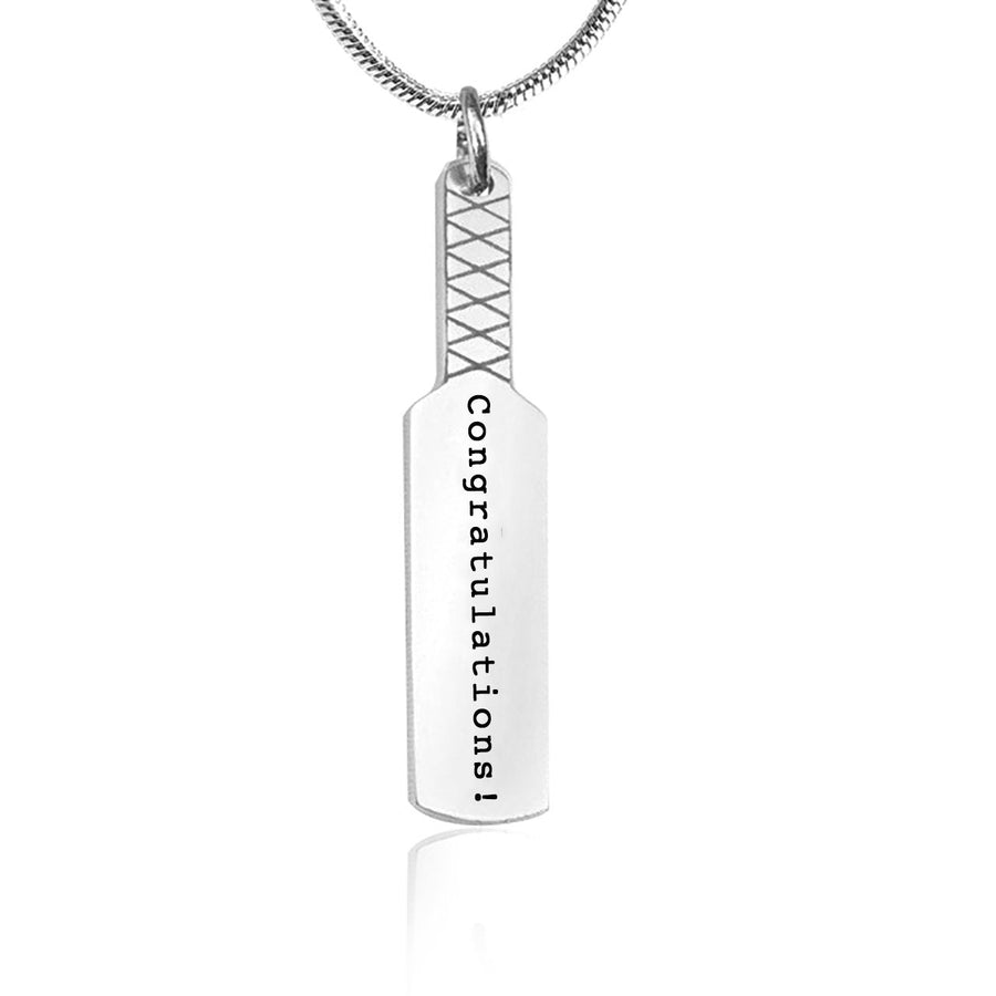 Personalised Cricket Bat Pendant Necklace Silver, Gold or Rose Gold