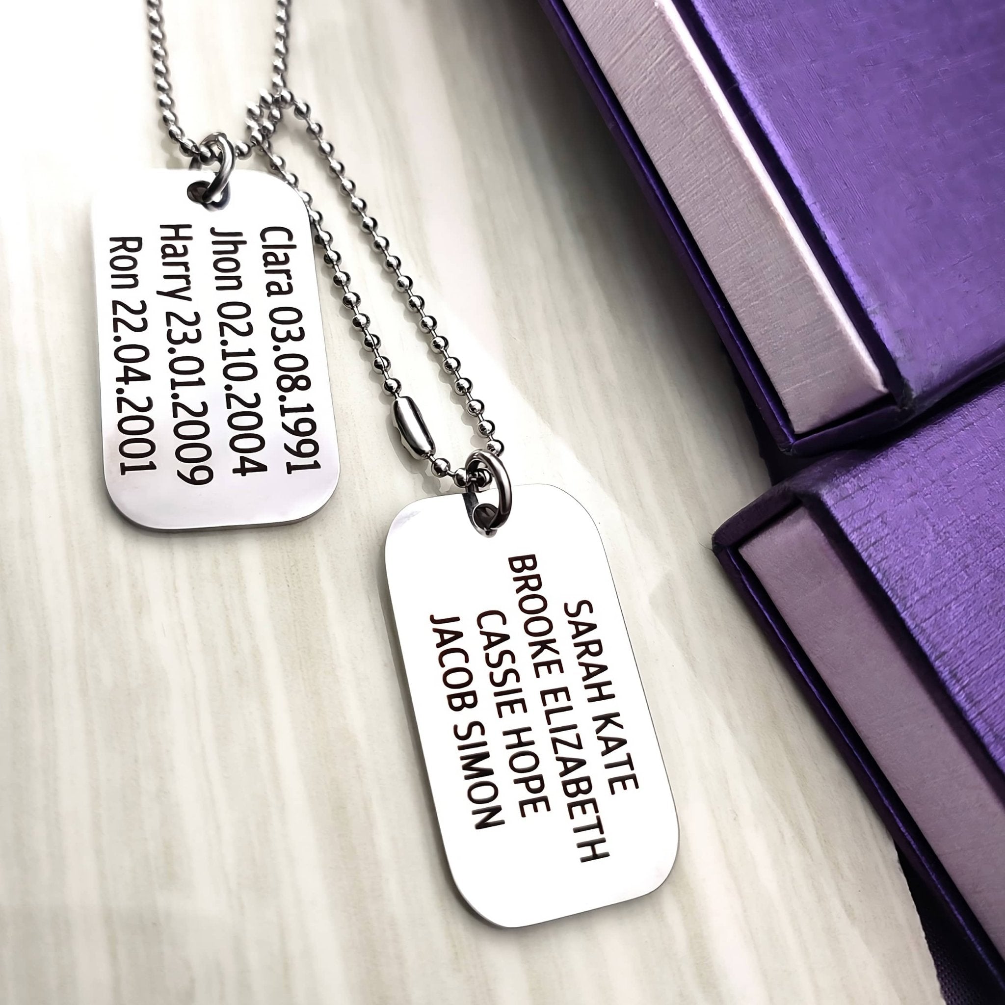 Double dog tag sale necklace engraved