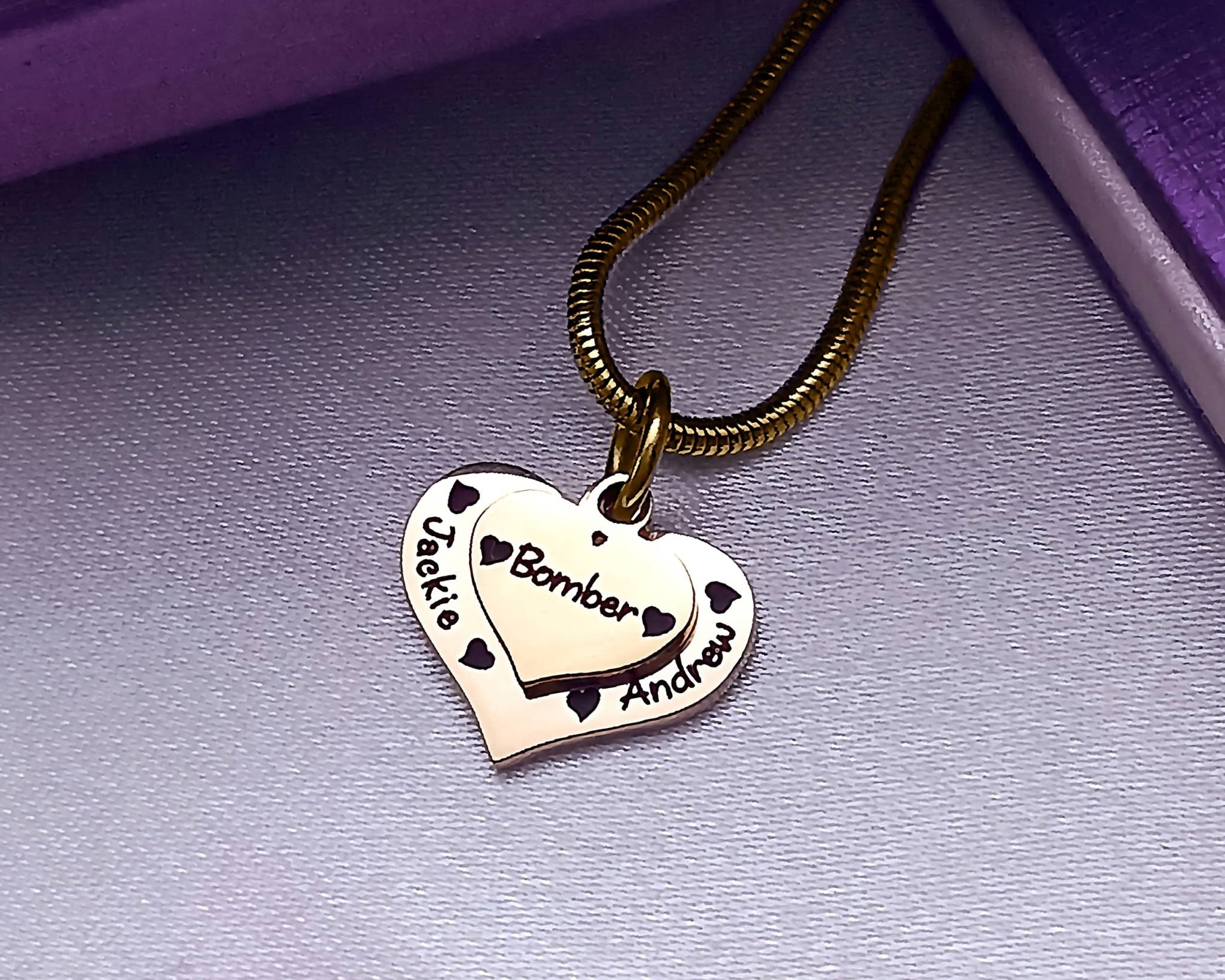 Double Heart Necklace - Mothers Jewellery by Belle Fever