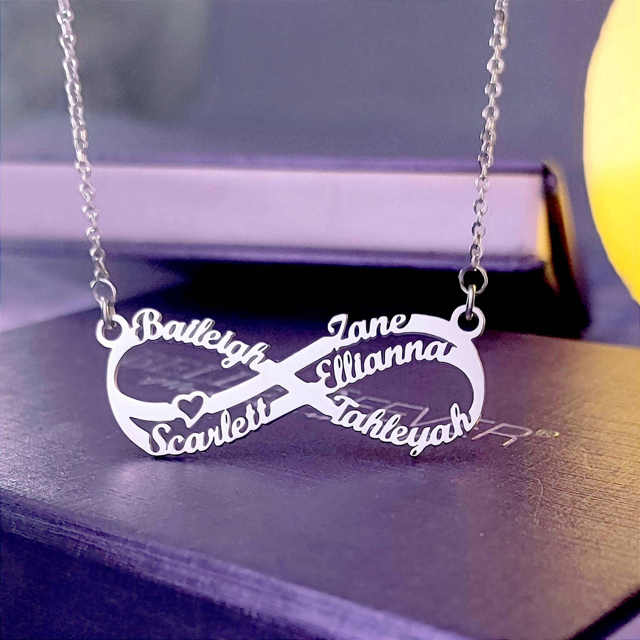 Infinity necklace store with children's names