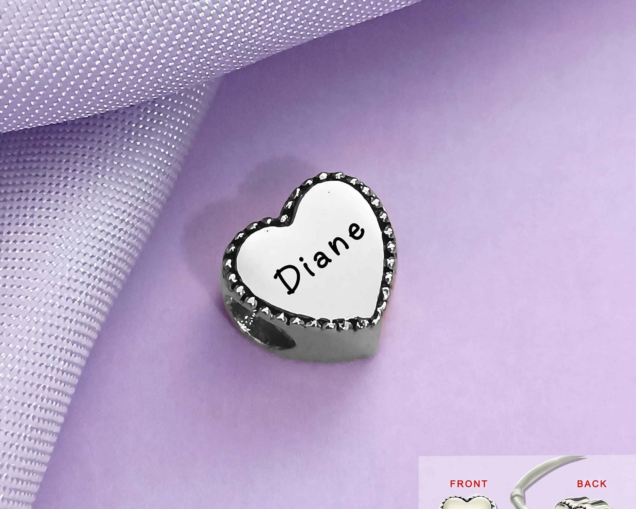 Framed Heart Personalised Charm for Moments Bracelet - Moments Charm Bracelets by Belle Fever