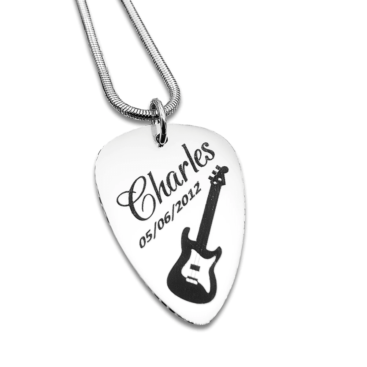 Sterling silver deals guitar pick necklace