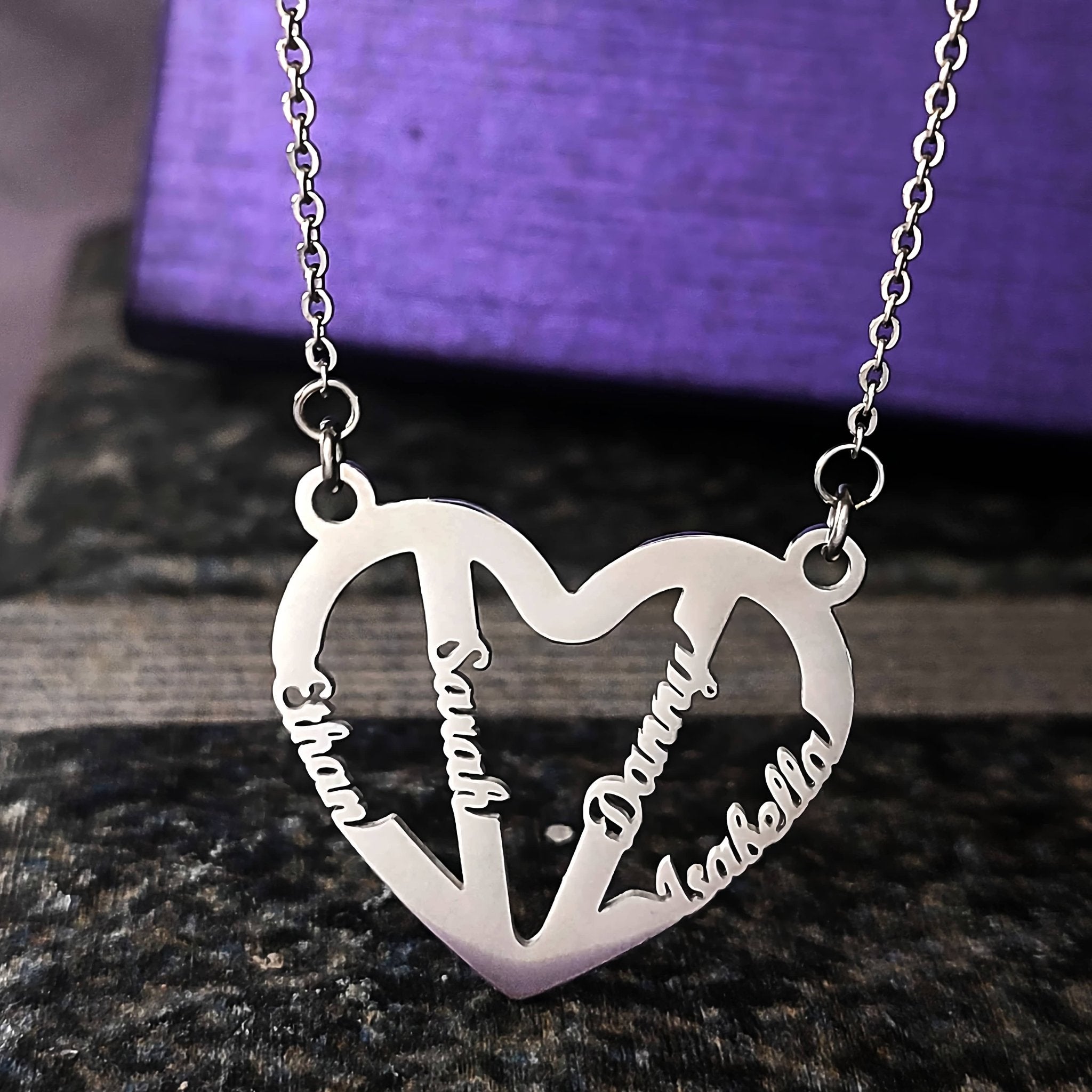 In My Heart Name Necklace (Birthstones Optional) - Name Necklaces by Belle Fever