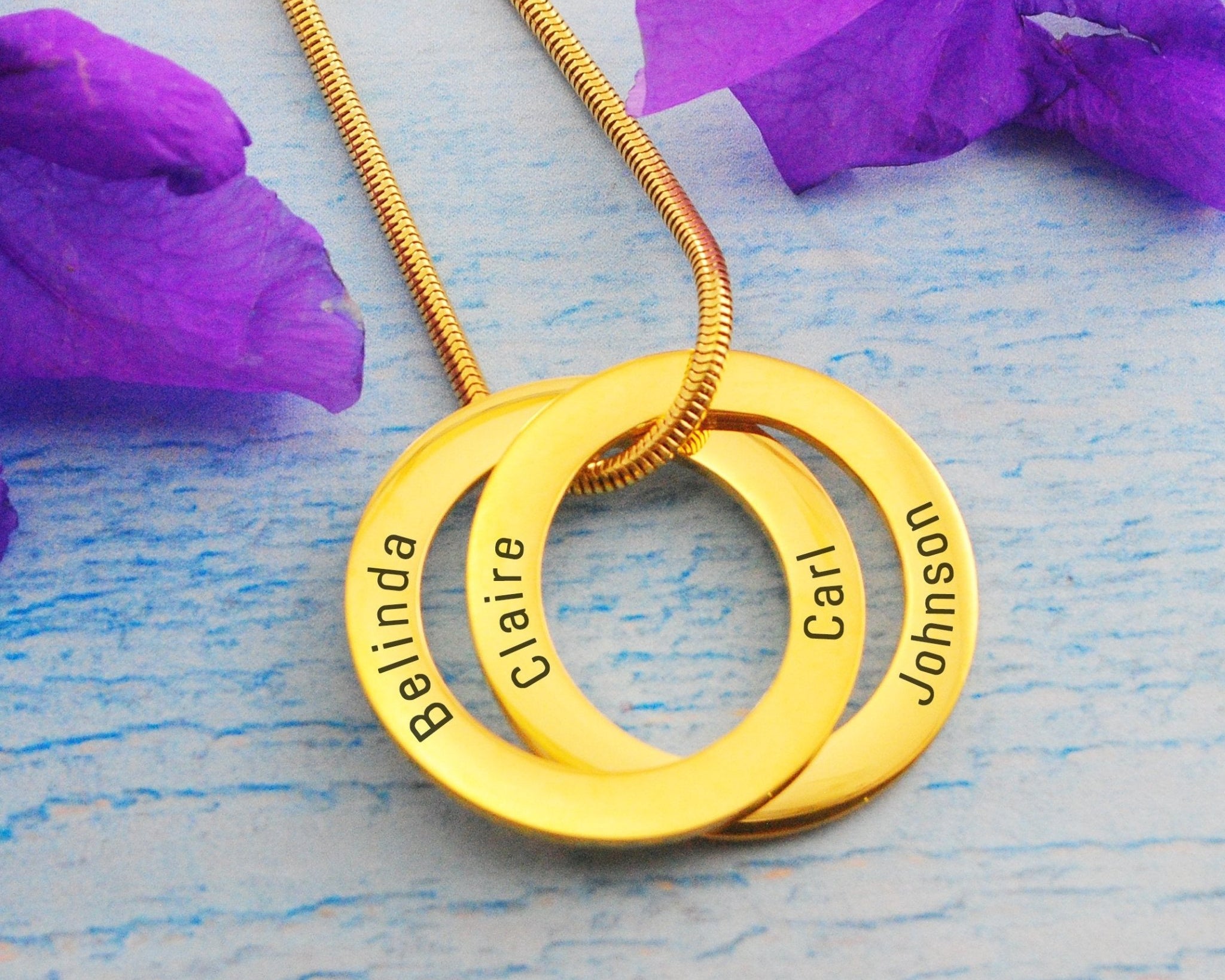 Interlinked Love 2 Rings Necklace - Mothers Jewellery by Belle Fever