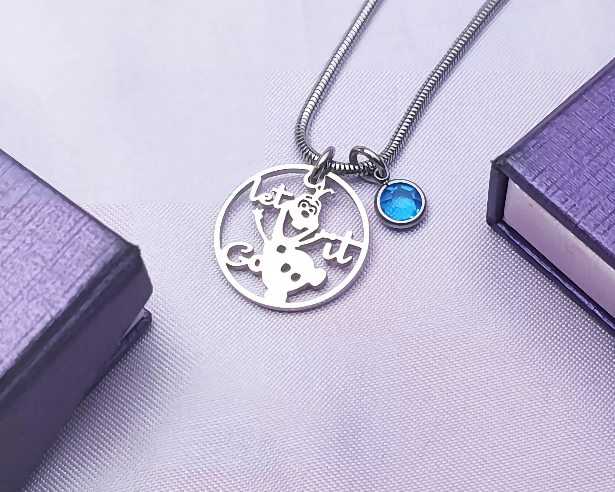 Melting Snowman Birthstone Necklace - Mothers Jewellery by Belle Fever