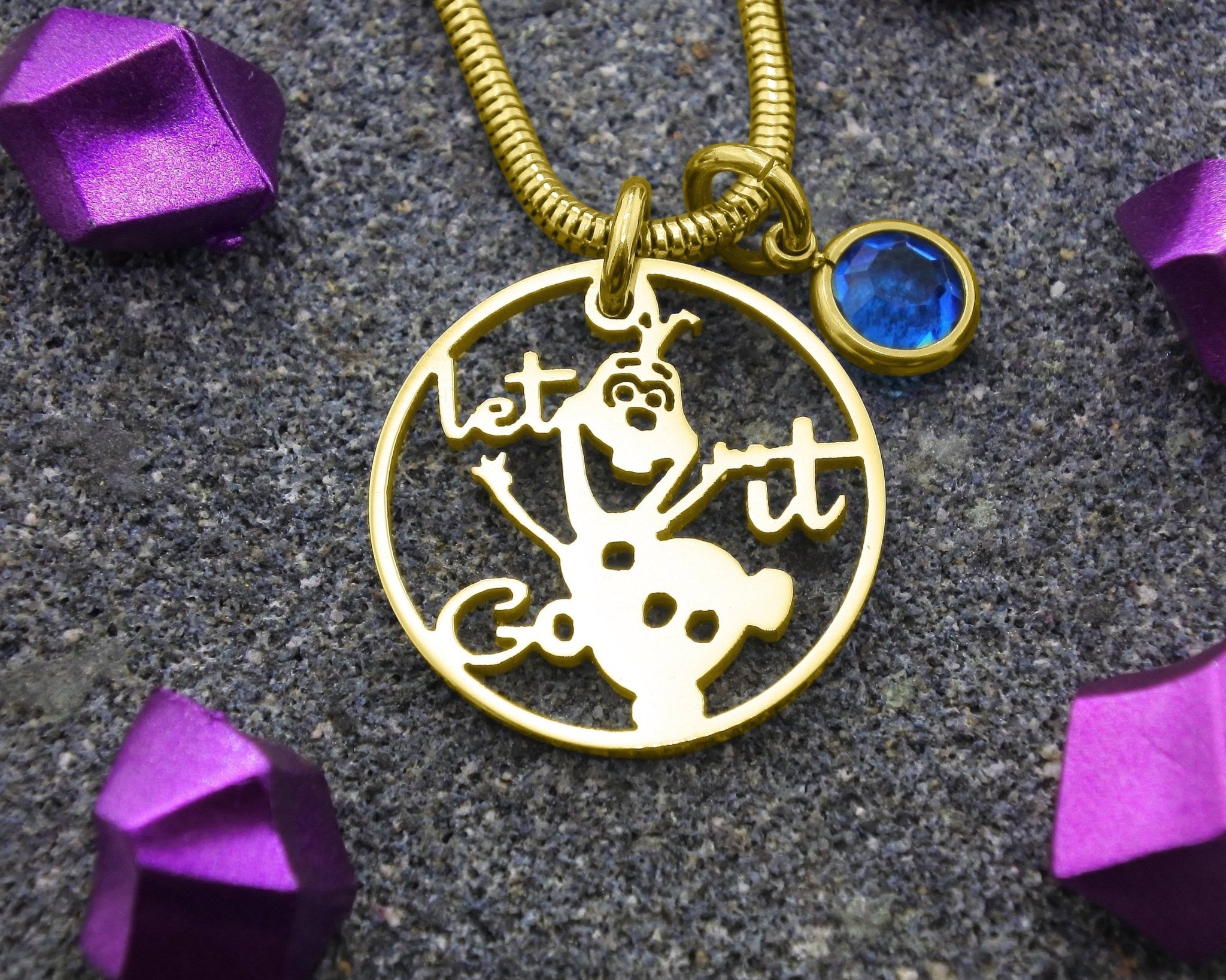 Melting Snowman Birthstone Necklace - Mothers Jewellery by Belle Fever