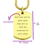 Memory Tag Personalised Cremation Necklace - Memorial & Cremation Jewellery by Belle Fever