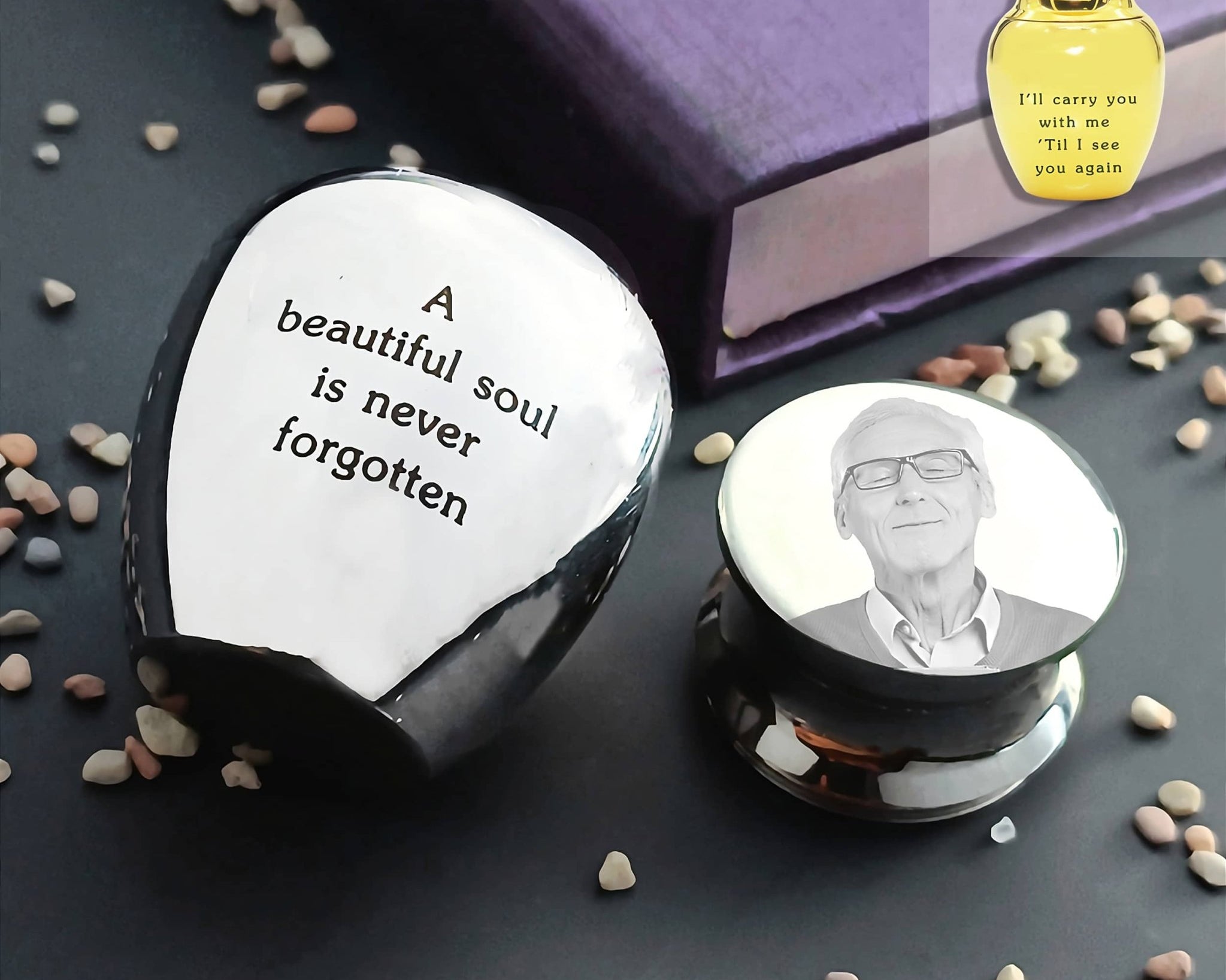 MINI Personalised Photo Keepsake Urn in Luxury Gift Box - Photo Jewellery by Belle Fever