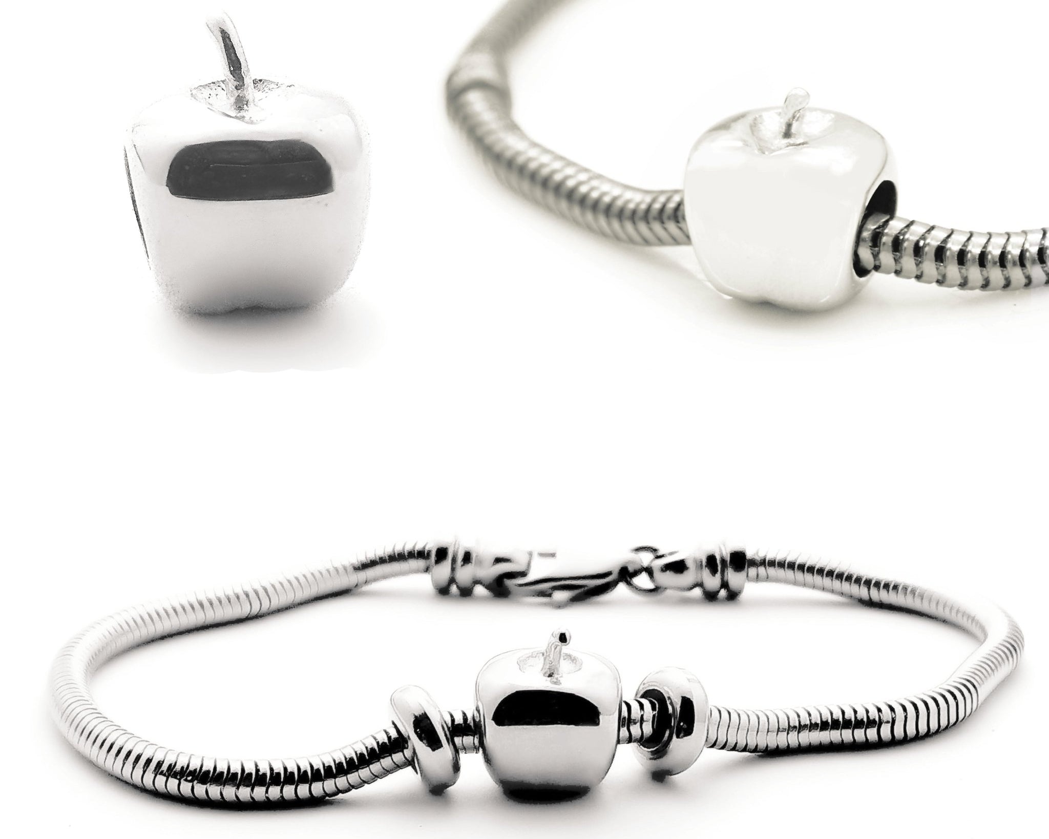 Moments Bracelet with Apple Charm - Moments Charm Bracelets by Belle Fever