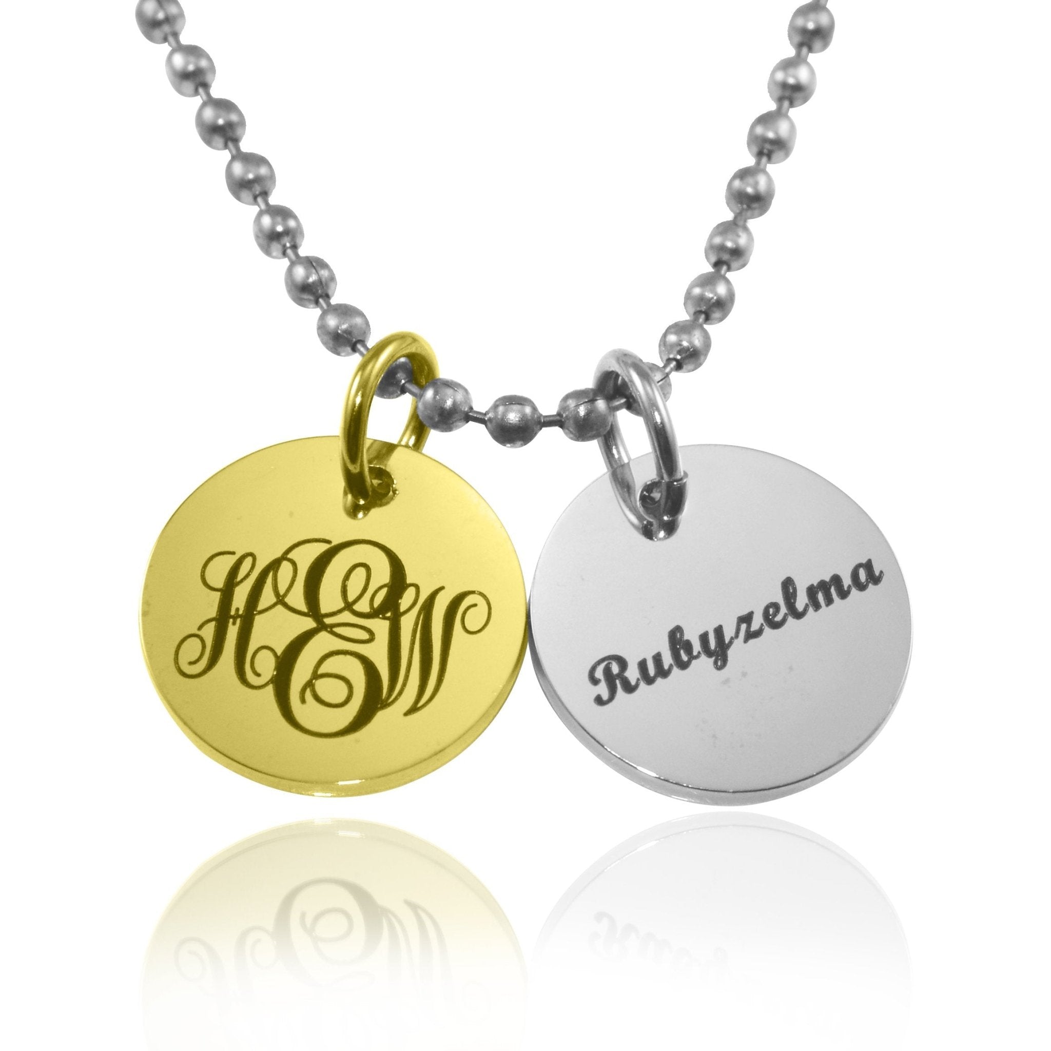 Monogram Initial Disc Necklace - Mothers Jewellery by Belle Fever