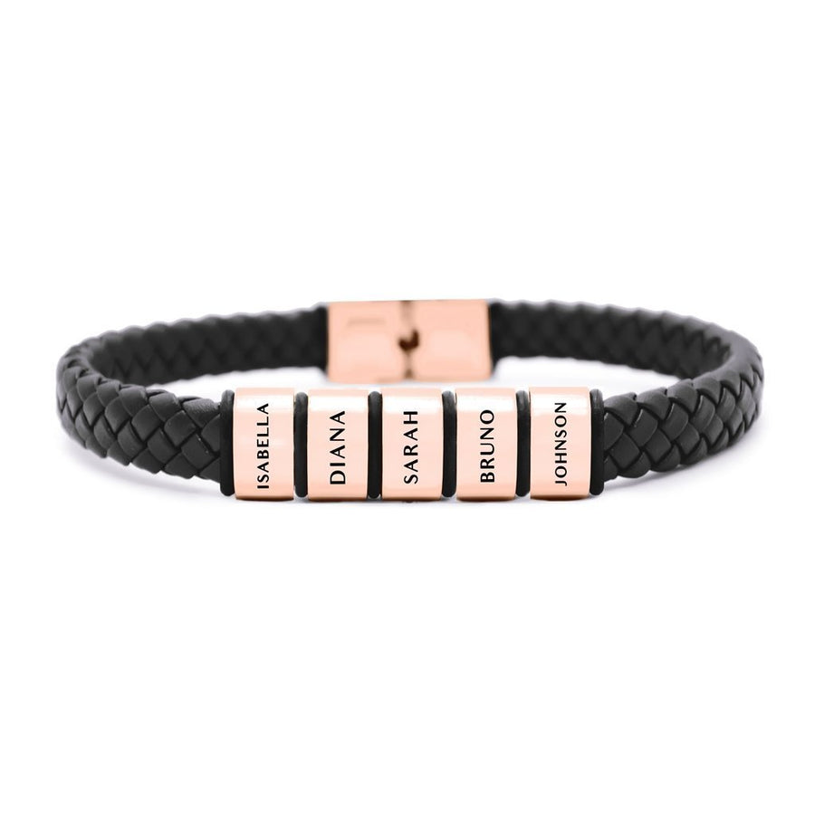 Personalised Black Leather Bracelet | Customisable Gift | Belle Fever ...