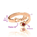 Single Name Personalised Ring (BIRTHSTONES OPTIONAL) - Rings by Belle Fever
