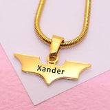 Super Hero Bat Name Necklace - Name Necklaces by Belle Fever