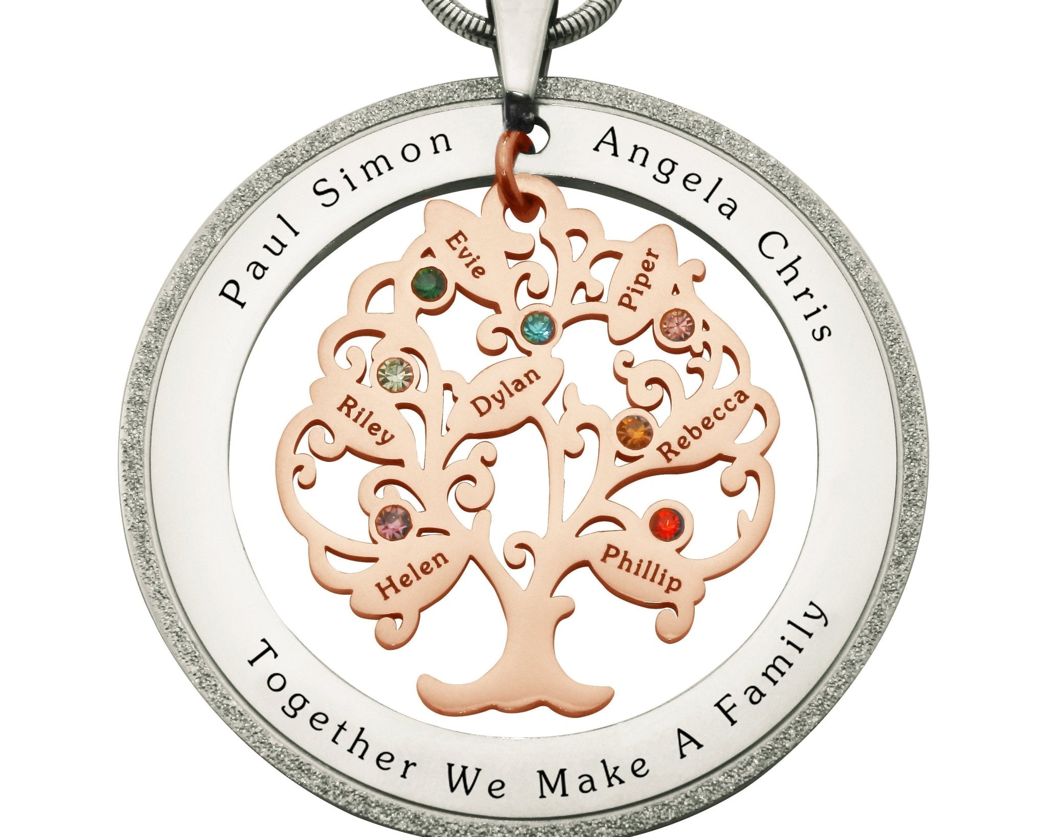 Tree of My Life Sparkling Washer and Birthstones | Personalised Necklace - Family Tree Necklaces by Belle Fever